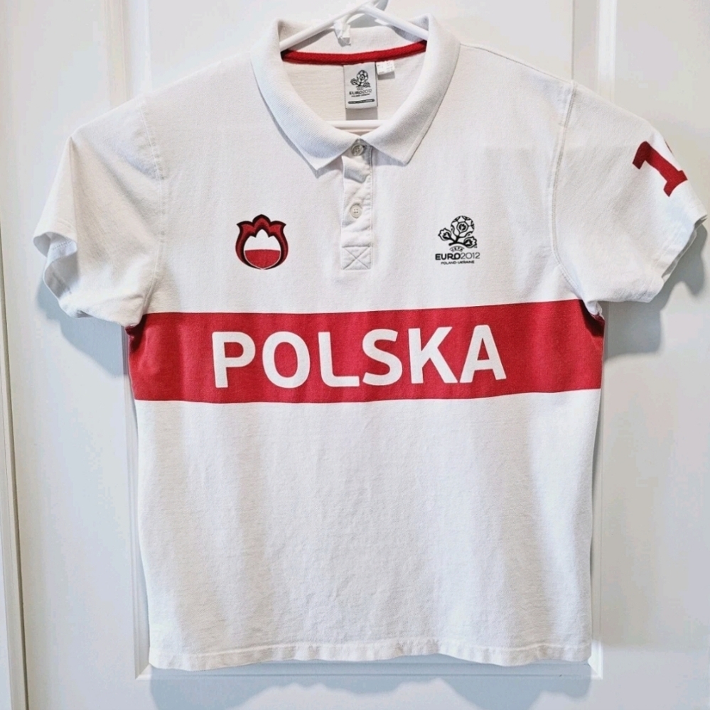 UEFA Euro 2012 Polska Poland #10 Mens Size Large Polo Shirt Poland Ukraine